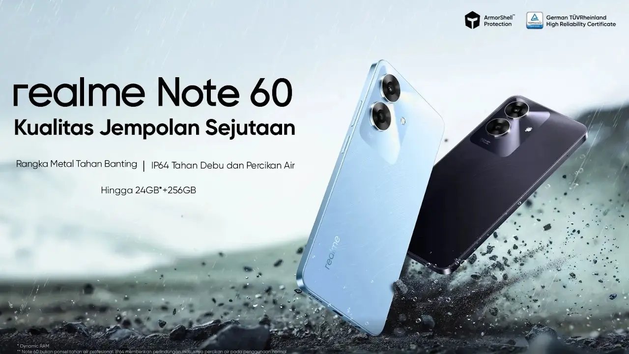 realme Note 60 発表、UNISOC T612搭載6.74インチ4Gスマートフォン