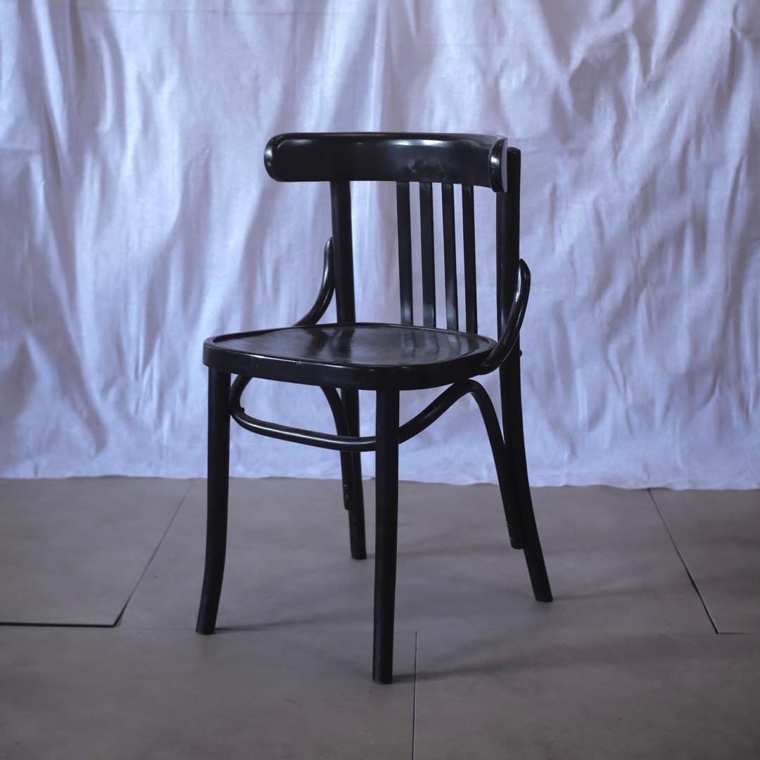 ①椅子　曲木　黒　ダイニングチェア　古家具　古道具　アンティーク　昭和レトロ ダイニングチェア/天童木工/チーク/インディゴブルー - 古家具・古道具